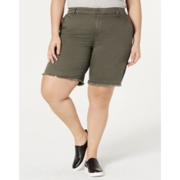 Style & Co Released Hem Cotton Shorts Green Sz 8 - Picture 1 of 5